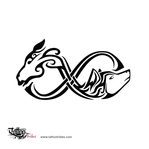 Horse and wolf