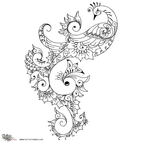 Mehndi style peacock